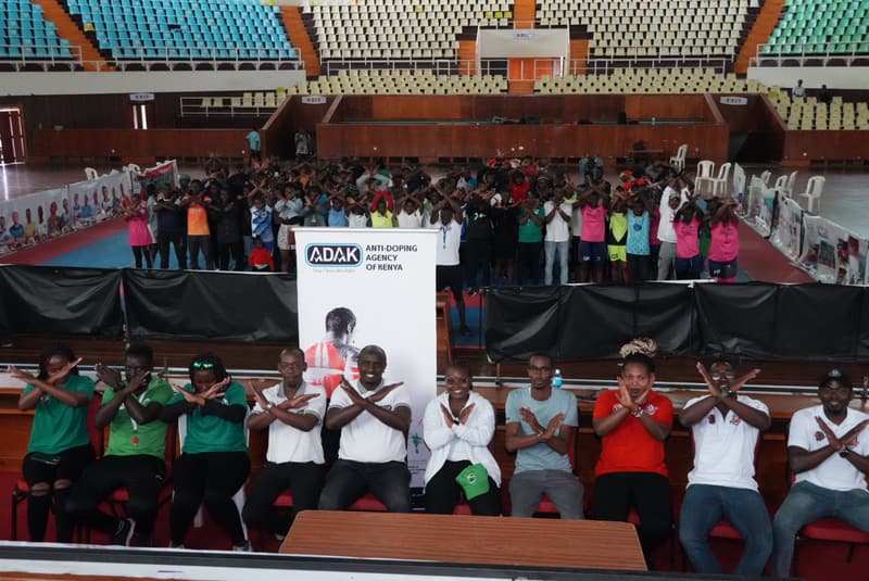 League players and officials at the anti-doping education session at Kasarani.