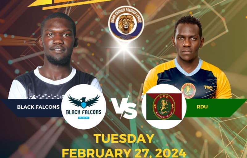 Poster for Eliminator 1, Black Falcons against RDU, Tuesday 27 February 2024.
