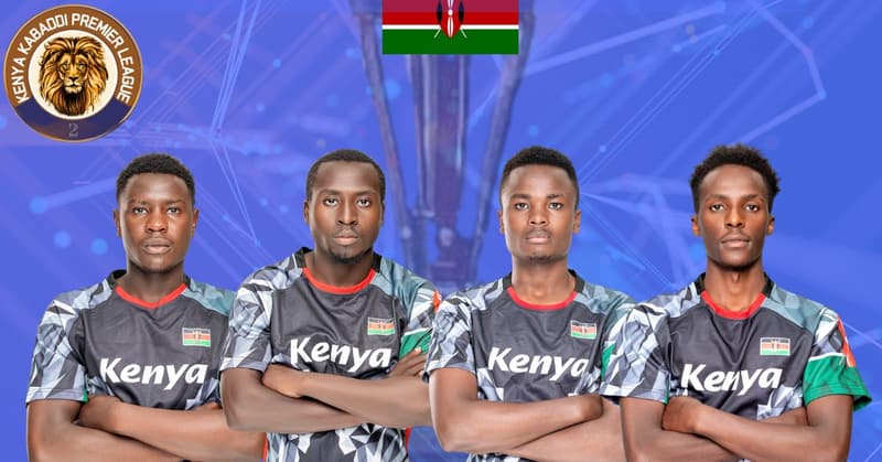 Four players in Kenya kit, from KKU’s Season 2 announcement.