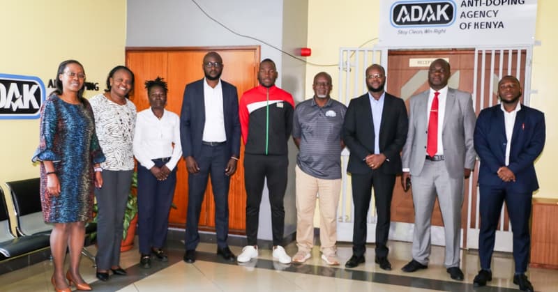 KKU officials with Anti-Doping Agency of Kenya staff at the ADAK offices.